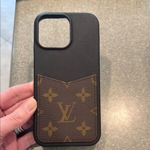 Louis Vuitton Brown Monogram & Black Phone Case with Card Pocket